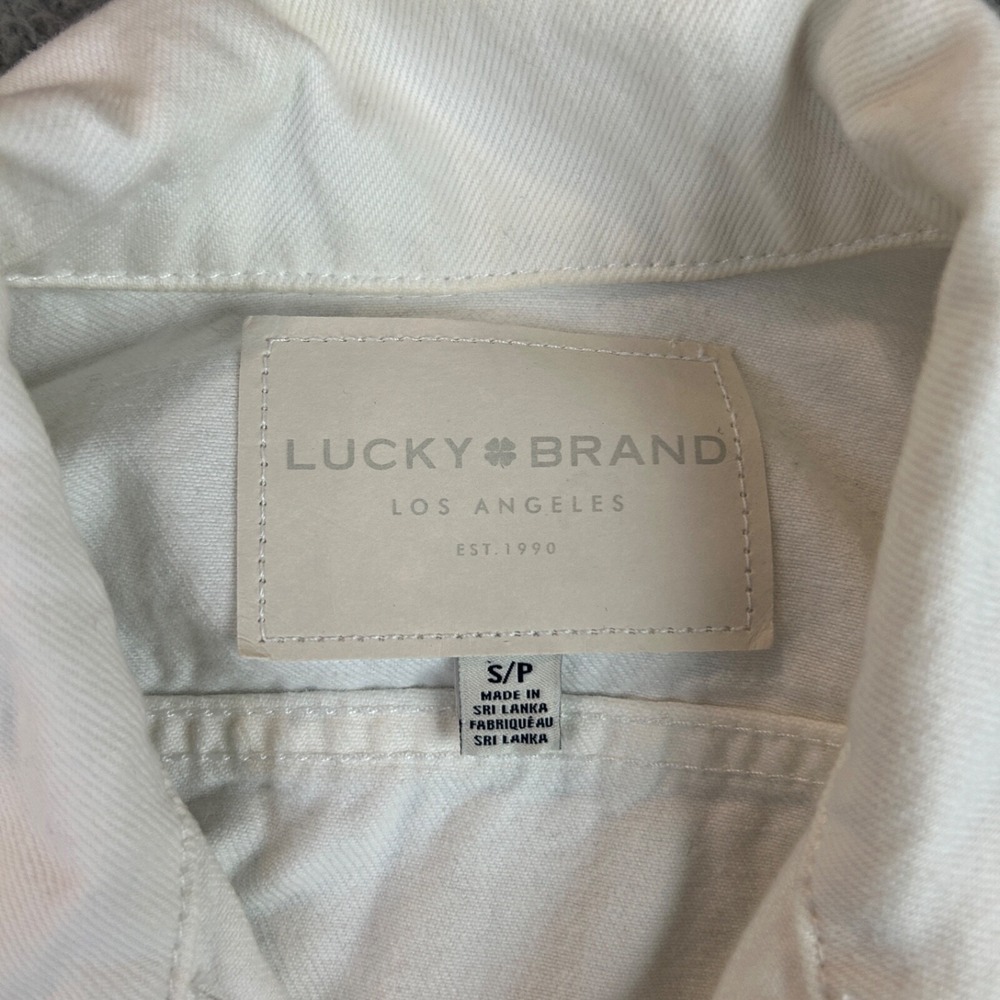 Lucky Brand Jacket Women Small Petite White The Tomboy Trucker Fringe Hem - Picture 3 of 16